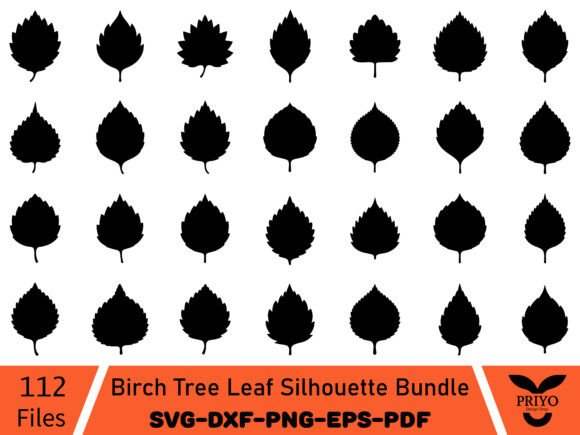 Birch Tree Leaf Silhouette Bundle: Organic Elegance for Modern Design