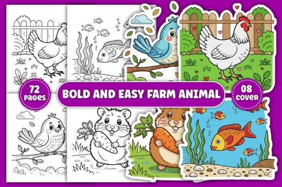 Bold and Easy Farm Animal Coloring Pages: A Creative Design Asset