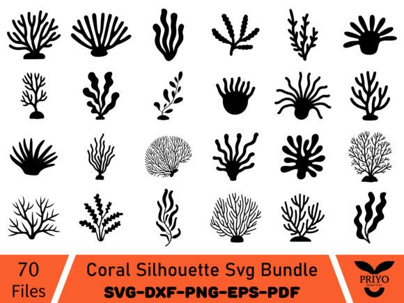 Coral Silhouette Svg Bundle: Versatile Coral SVG Graphics