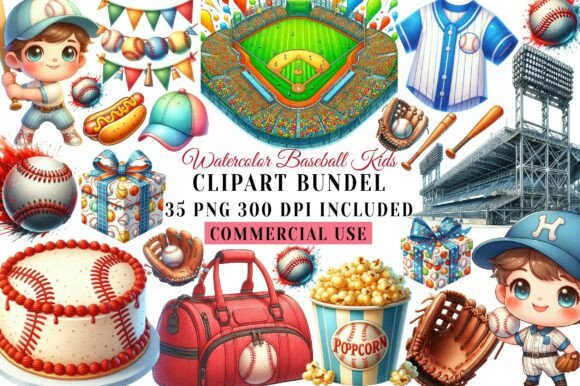 Creative Projects with Watercolor Baseball Kids Clipart