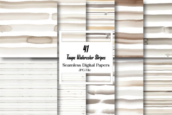 Elevating Visual Branding with Taupe Watercolor Stripes Papers