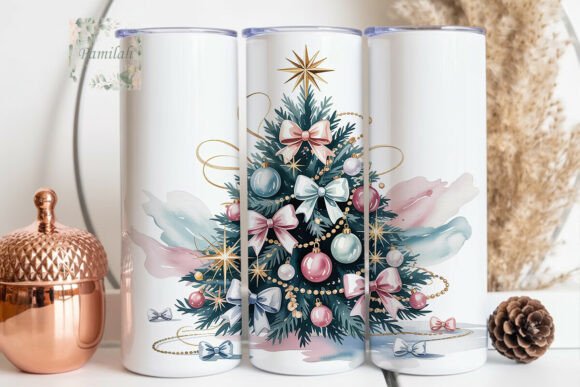 Enchanting Pastel Christmas Tree 20oz Tumbler Wrap