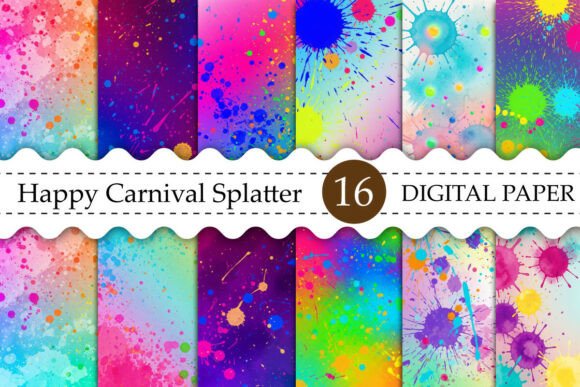 Happy Carnival Splatter Backgrounds: A Burst of Creative Energy