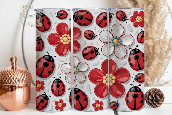 Ladybug Flower Garden 20oz Skinny: A Burst of Nature for Your Tumbler Designs