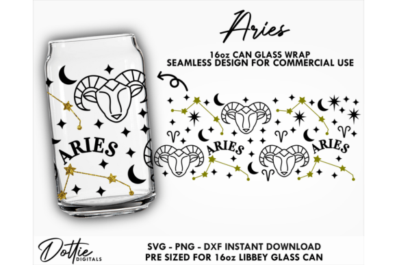 Personalize Your Drinkware with the Aries 16oz Libbey Glass Can Wrap SVG