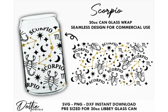 Scorpio 20oz Libbey Glass Can Wrap SVG: A Zodiac-Inspired Design Asset