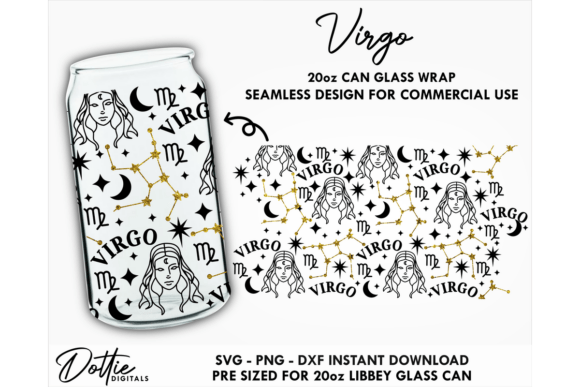 Star Sign 20oz Libbey Glass Can Wrap SVG: Your Zodiac Craft