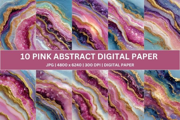 Unleashing Opulence with 10 Pink Gold Geode Agate Digital Paper