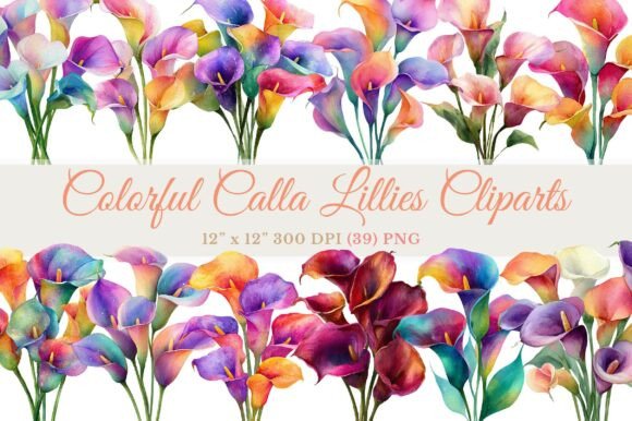 Vibrant Blooms for Your Projects: Colorful Calla Lillies Cliparts
