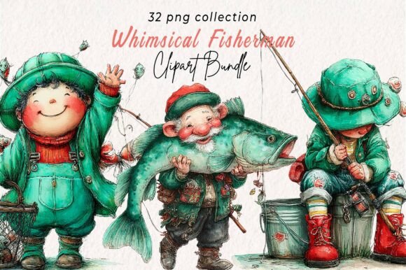 Whimsical Fisherman Clipart: Adding Character to Your Creative Projects