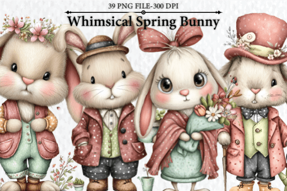 Whimsical Spring Bunny Clipart: A Breath of Fresh Air for Your Designs