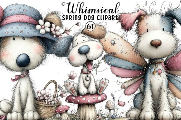 Whimsical Spring Dog Clipart: Creative Design Assets
