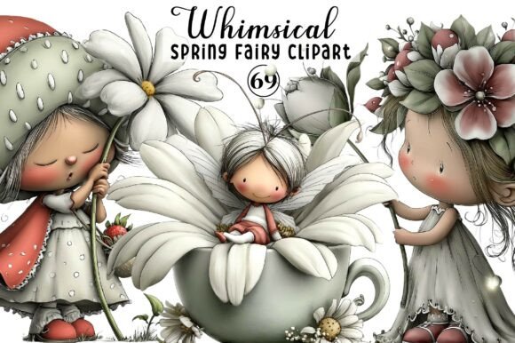 Whimsical Spring Fairy Clipart: A Design Asset for Every Creator