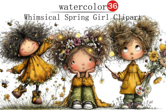 Whimsical Spring Girl Clipart: Your Toolkit for Charming Designs