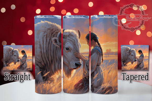 White Bison Indigenous Woman Tumbler: Bold Design for Drinkware